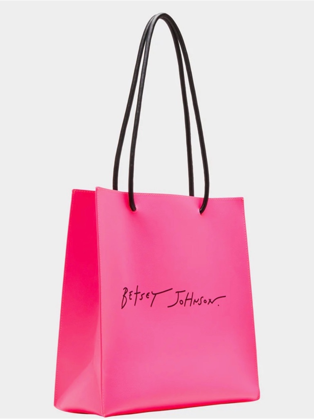 Betsey Johnson Neon Pink Tote with Black Handles